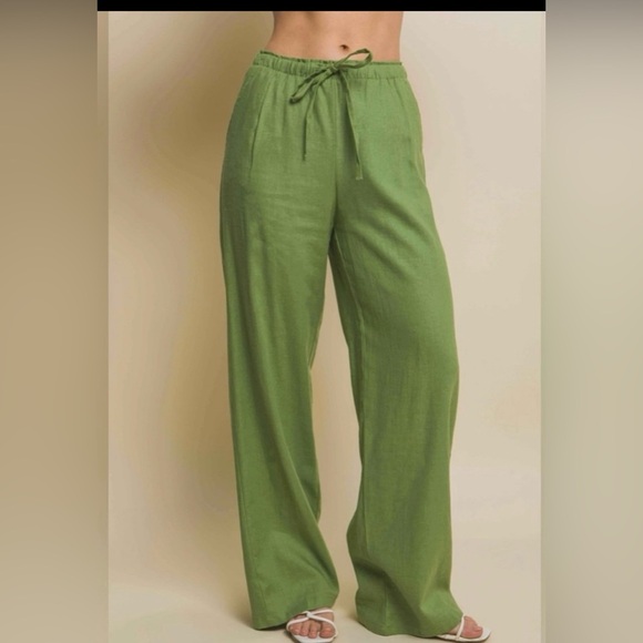 💚💚LOVE TREE GREEN LINEN PANTS-NWOT💚💚 - Picture 1 of 13